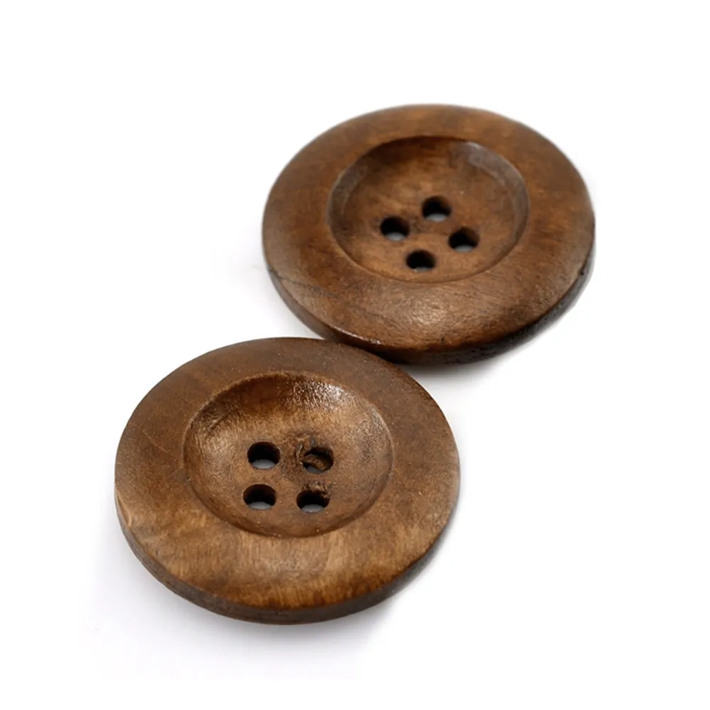 

10Pcs Wood Buttons Round Concave Four Hole Brown Sewing Scrapbooking Knitting Crafts DIY Clothing Accessories Button Crafts