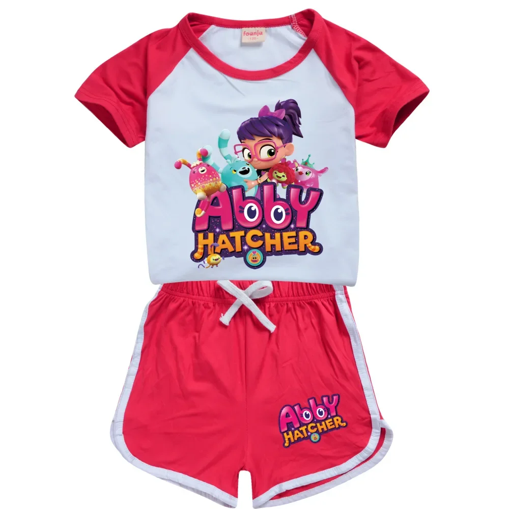 Summer Kids Clothes Girls Abby Hatcher Short Sleeve T-shirt + Shorts 2Pcs/Set Tracksuit Children's Cartoon Outfits Sportwear