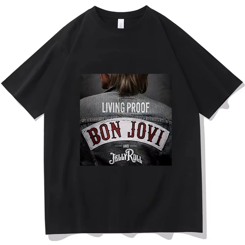 2026 Unisex Fashion Gift Cotton Crew Neck Casual Aesthetic T-Shirt, Bon Jovi Jelly Roll Life Proof Album Women And Men T-shirt