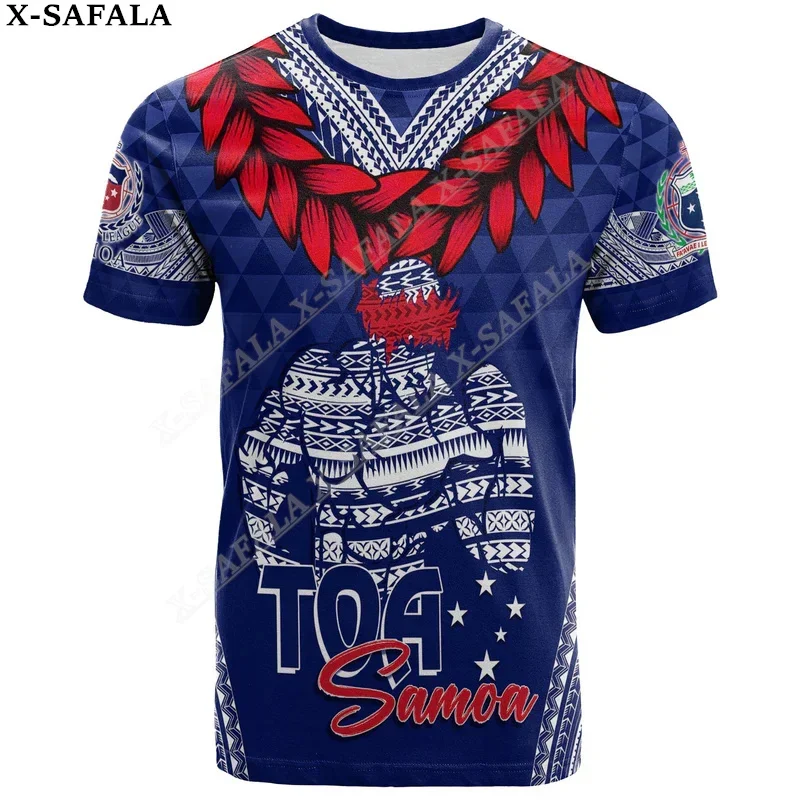 Samoa Polynesian Lauhala Rugby  3D Print Mesh Fiber T-Shirt Tops Summer Tees Men Streetwear Shorts Sleeve Sport Casual Shirt-1