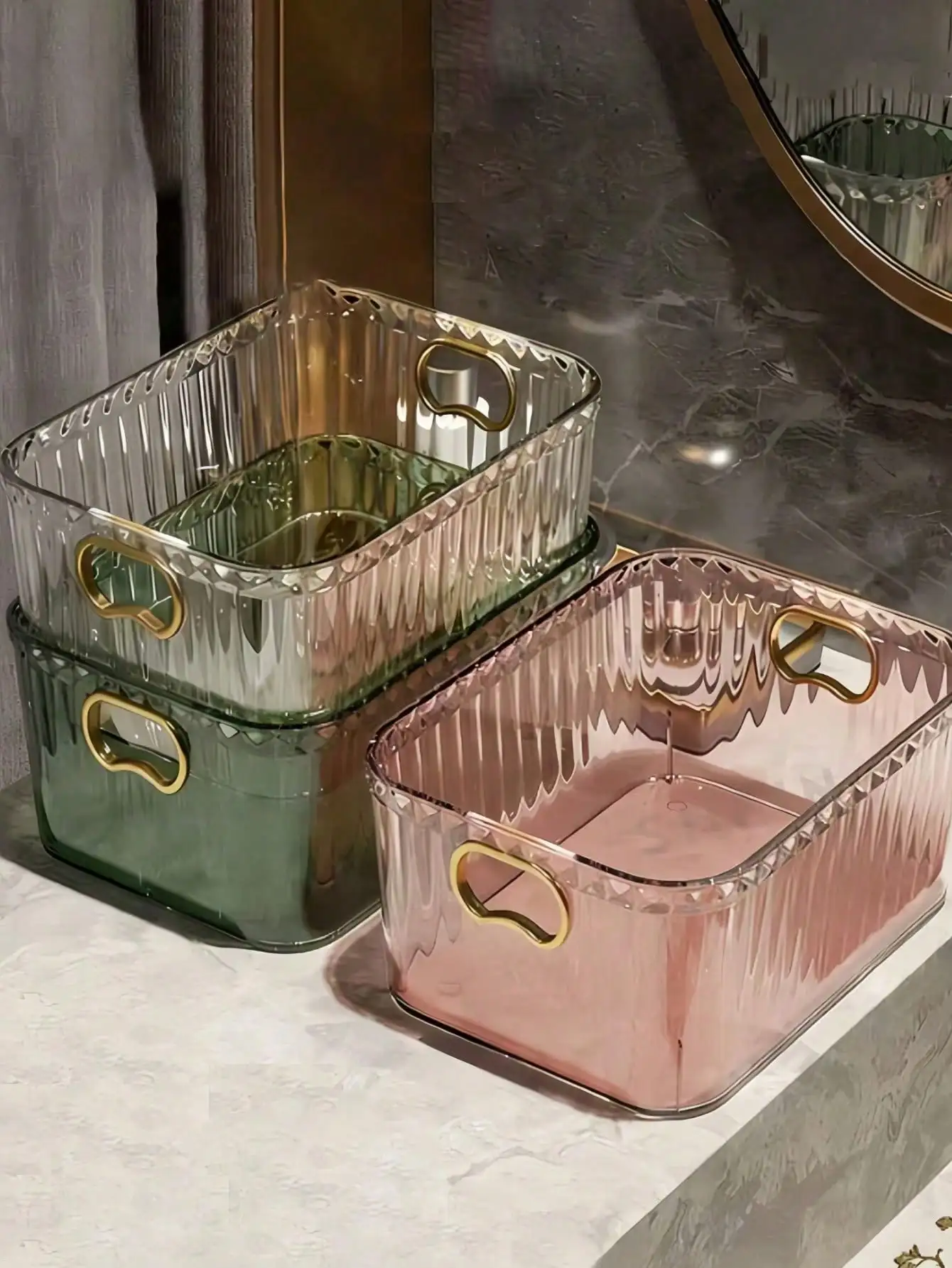 Boîte de rangement cosmétique transparente de luxe, organisateur de maquillage en plastique transparent épais et robuste, acrylique léger et portable multi-usage
