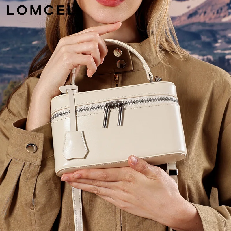LOMCEL Original design leather box bag made of genuine leather - high-end, fashionable cross-body bag, bridal bag,
