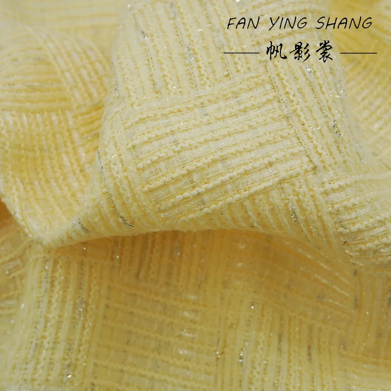 

Ярко-желтая модная твидовая ткань в клетку из хлопка для пальто и костюмов, 2026 год