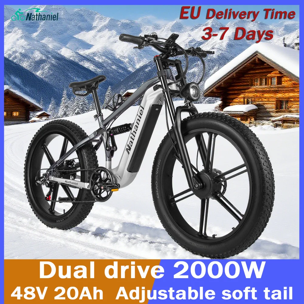 

Nathaniel 2000W E-Bike SYR09 Dual Drive 26x4.0 Fat Tire 48V20AH Battery E-Mountain Bike Outdoor Sports All-Terrain Electric Bike