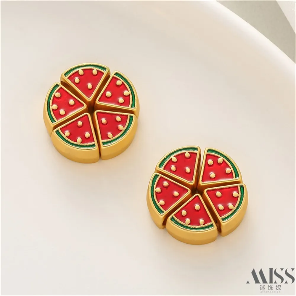 Vietnamese Sand Gold Dripping Oil Watermelon Block Bead Diy Handmade Loose Bead Bracelet Necklace Bracelet Jewelry Accessories