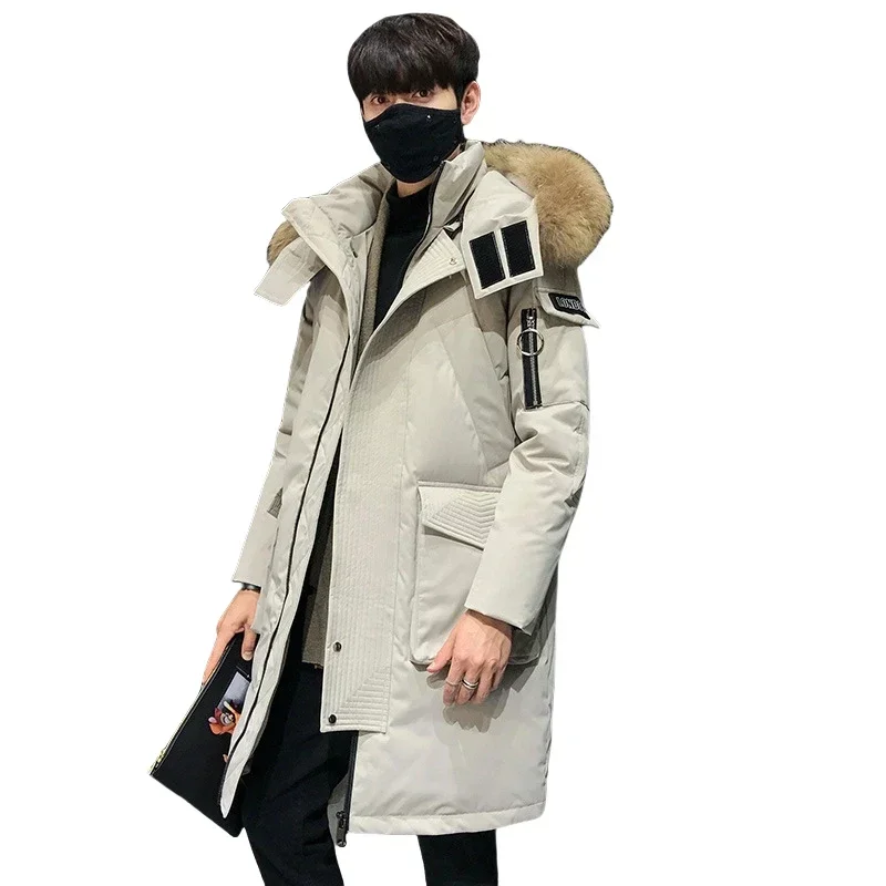 Men's Mid To Long Style Trendy Handsome Men's Coat High Quality Design Parkas Men's New Korean Version Thick Parka Over The Knee