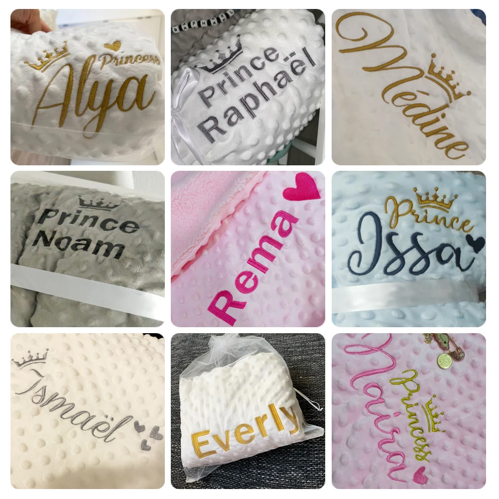 Name Personalized Cashmere Baby Blanket Swaddle Wrap Toddler Crib Bed Stroller Blanket Birthday Gift For Newborn Girls Boys