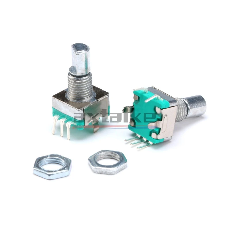 5PCS EC11 20-pozycyjny enkoder obrotowy 360 stopni z przyciskiem 5-pinowym, długim uchwytem 15/20MM z wbudowanym przełącznikiem przyciskowym