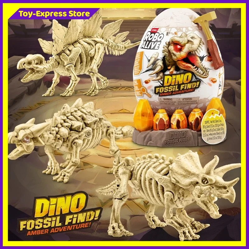 

Игрушки-сюрпризы ZURU Robo Alive: Коллекционные фигурки Robo Dino Fossil Find, модели динозавров, игрушки для мальчиков, тайная коробка, подарок на день рождения