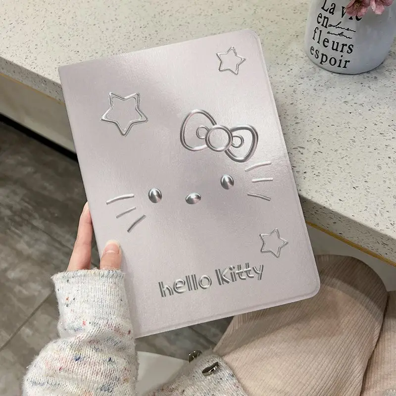 Kawaii Hello Kitty IPad Protective Case Anime Lovely Cartoon Love KT with Pen Slot Anti Fall Shell Applicable To Mini6 Ipad8 9th