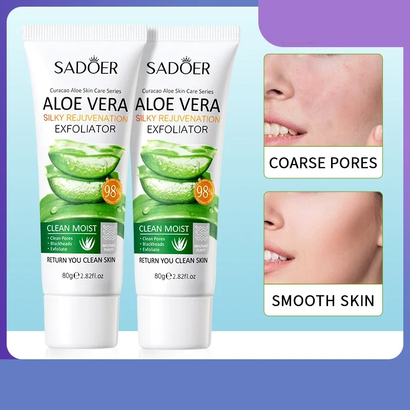 Face Exfoliating Gel Aloe Vera Facial Exfoliating Scrub Cleanses Whitening Acne Blackhead Treatment Shrink Pores Skin Care 80g