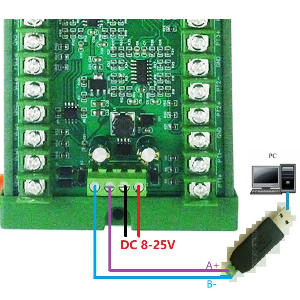 8ai RS485 pt100 RTD RS485 module d'acquisition de capteur de température rep NTC K thermocouple DS18B20 pta8d08