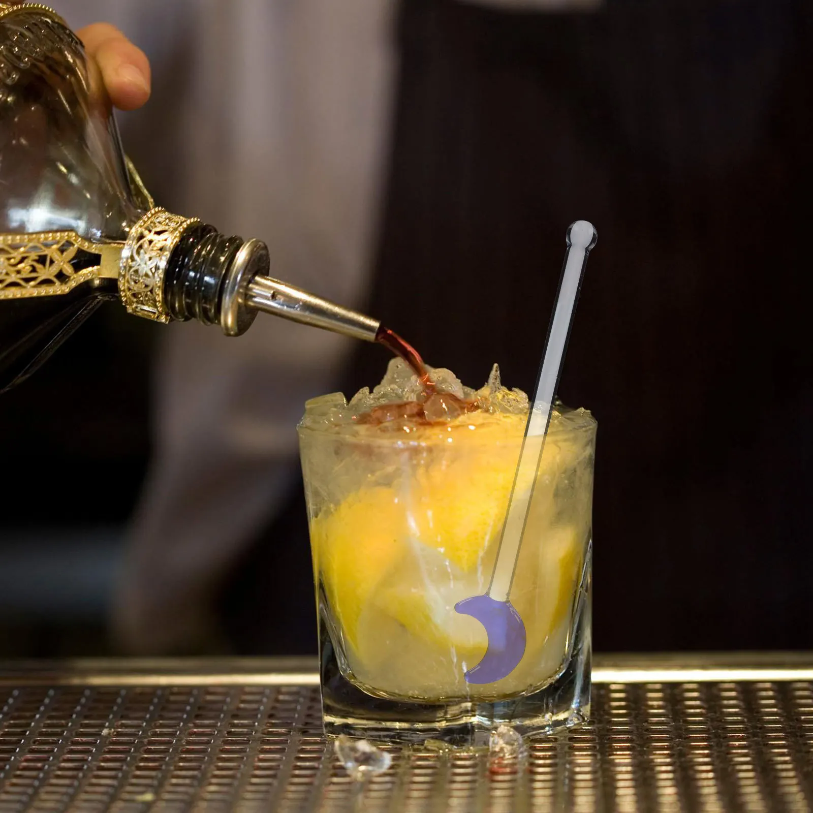 

6Pcs Glass Cocktail Swizzle Sticks Multi-Function Stirring Rods for Wine Coffee Milk Juices Bars Cafes Parties