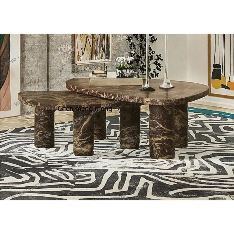 Natural Stone JINZHI STONE Easy Clean Home Furniture Customized High Quality Modern Design Red Marble Center Coffee Table