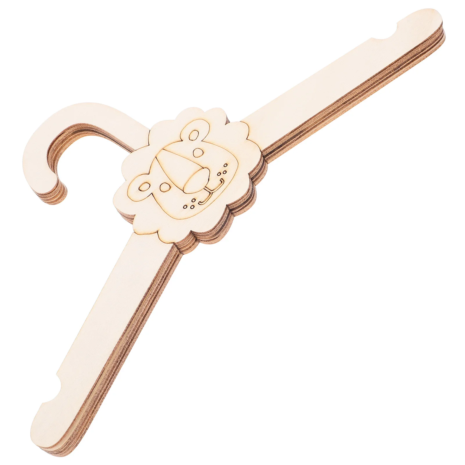 

5pcs Wooden Hanger Lion Animal Design Diy Clothes Organizer Small Closet Storage For Nursery Use