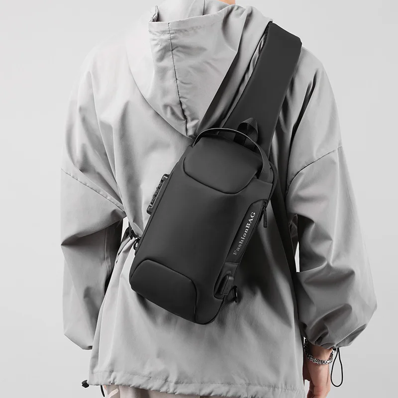 Locomotive Bag Men's Trend Messenger Motorcycle Riding Bag Anti-theft Password Lock Messenger Breast Bag