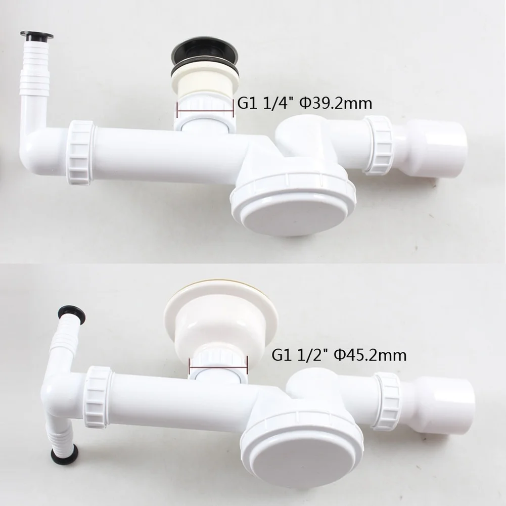 Drain Tube with Integrated Suppression System for Kitchen Sink Installations G1-1/4 and G1-1/2 Inch Thread Compatibility