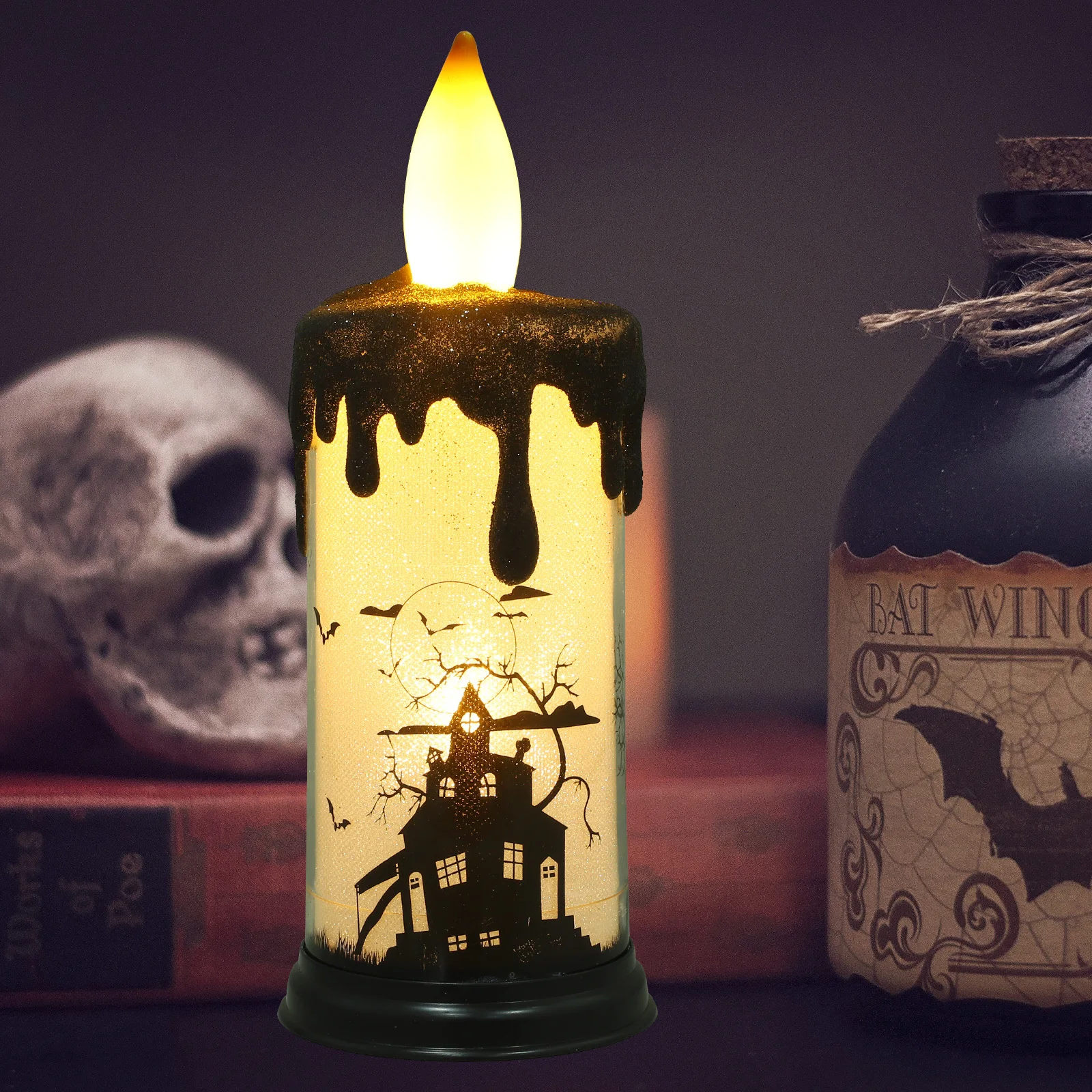 1 pz luce elettronica a LED senza fiamma alimentata per feste di Halloween lampada luminosa decorativa luce notturna per interni