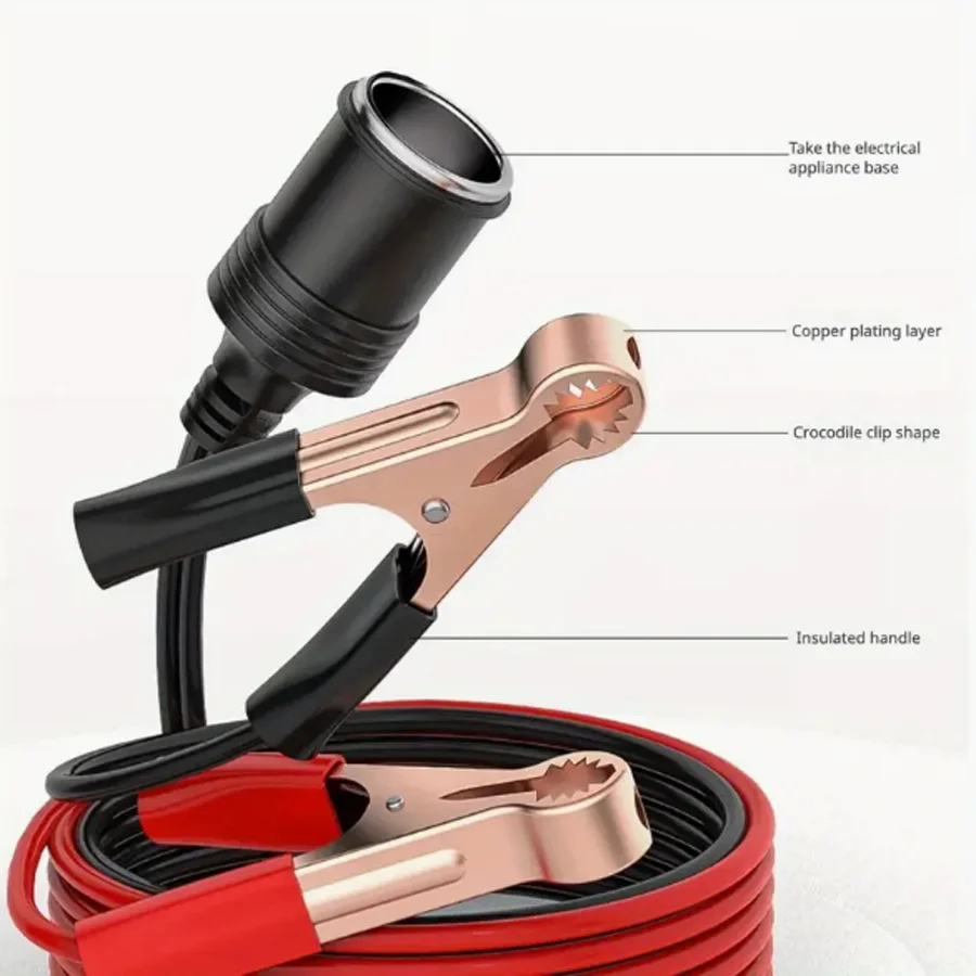 Cigarette Lighter Female Socket Car High Power Pure Copper Battery with Clip 12V 24V 220W Car Socket Plug