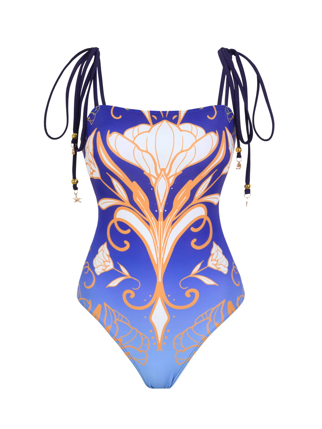Maillot de bain une pièce imprimé Floral bleu pour femmes, ensemble robe de plage, Style vacances, jupe Maxi