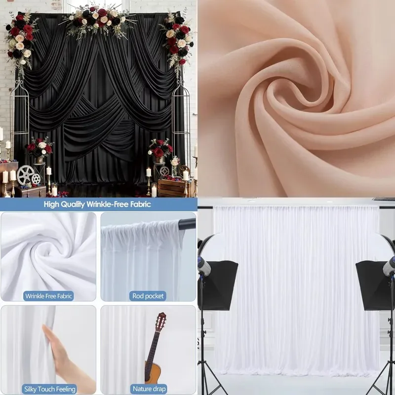 Custom Fabric Event Background Curtain for Wedding Party Birthday Stage Decoration