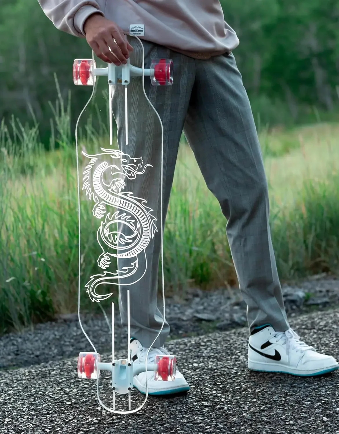Clear Longboard Skateboard - Transparent Acrylic Long Boards with Light-Up LED Wheels for Smooth Rides - Ride The Streets in