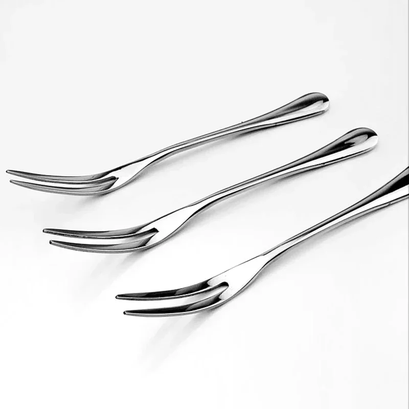 VanKood Stainless Steel Fruit Fork Dessert Fork Eco-friendly Two Tooth Dinner Forks Fork Western Style Kitchen BBQ Tool