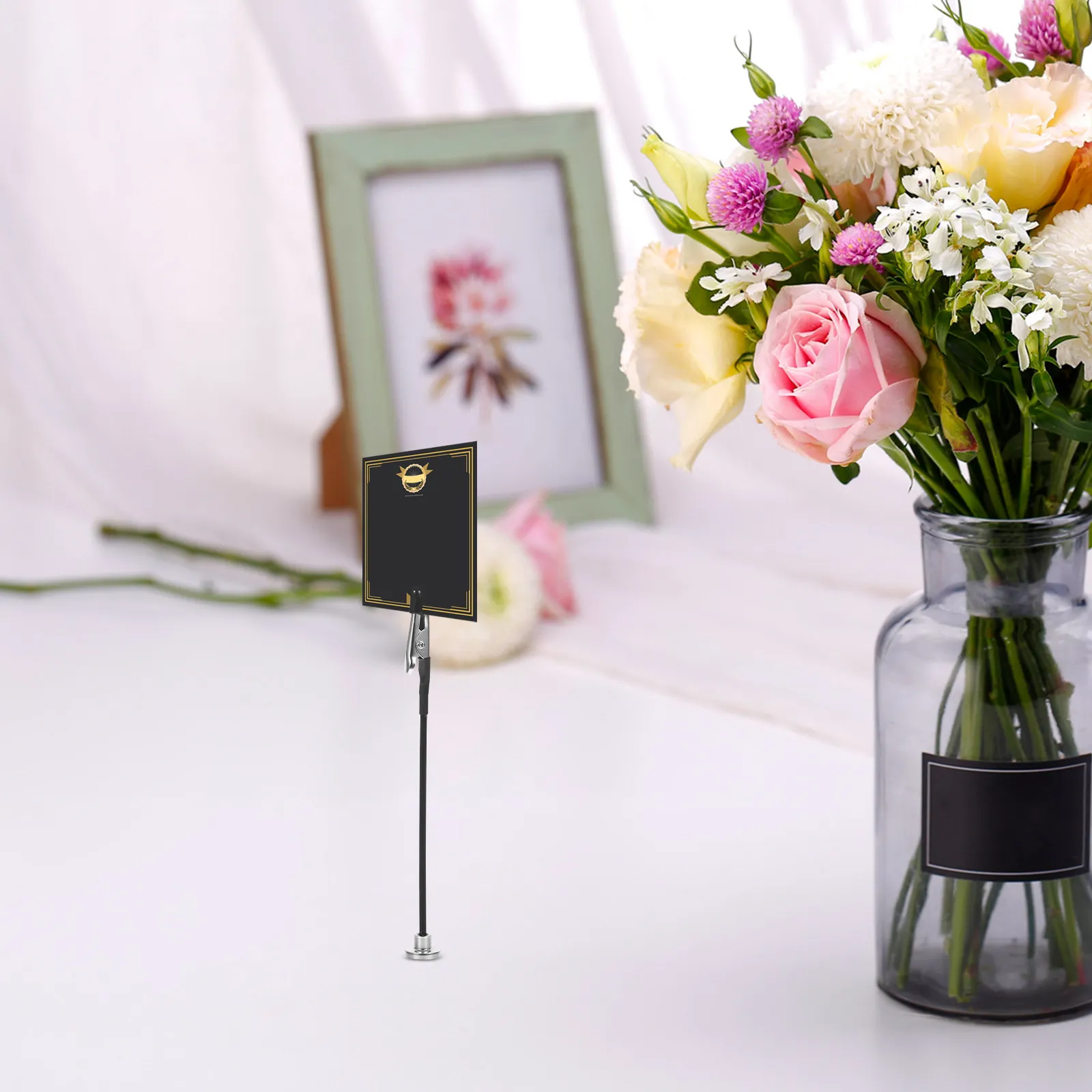 12Pcs Alligator Clips Display Stand Magnetic Flexible Base Soft Rubber Head Clamp Holder for Desktop Price Tag Organizer