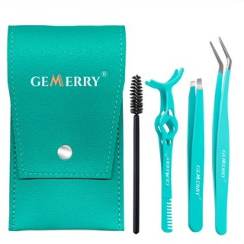 GEMERRY カラフルな眉毛 4 ピース/セットピンセットブラシツールステンレス鋼脱毛クリップメイクアップまつげエクステンションピンセット