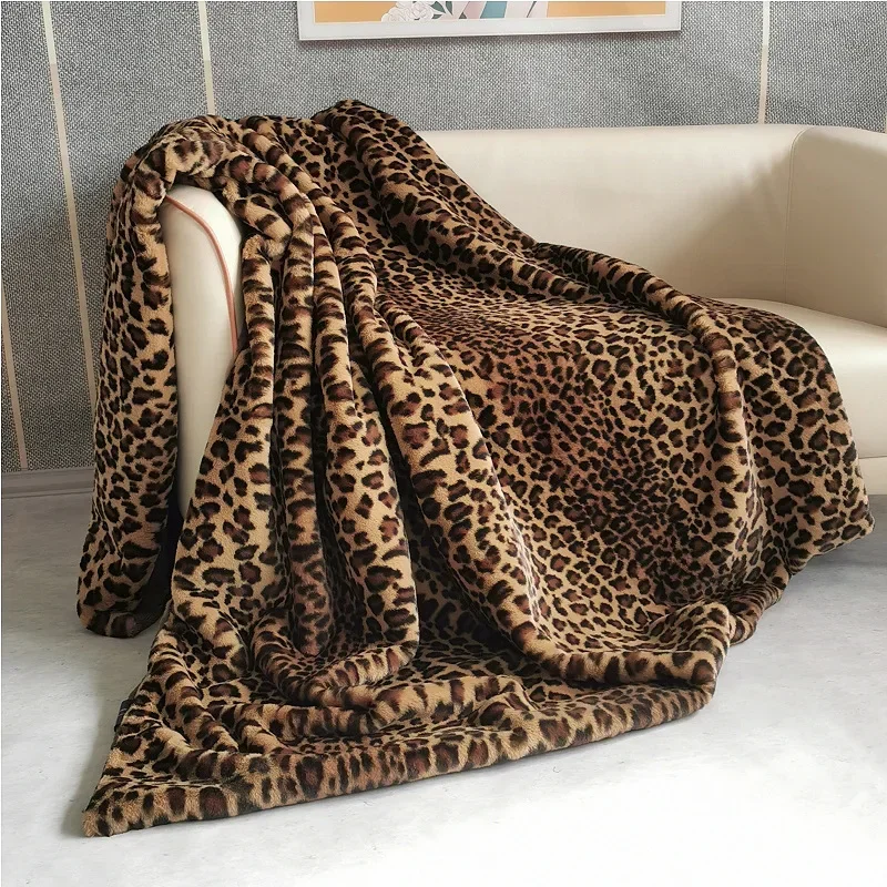 Luxury leopard Faux Fur Blanket high-end plush Bedspread on the bed plaid sofa cover home decor blankets for living room bedroom