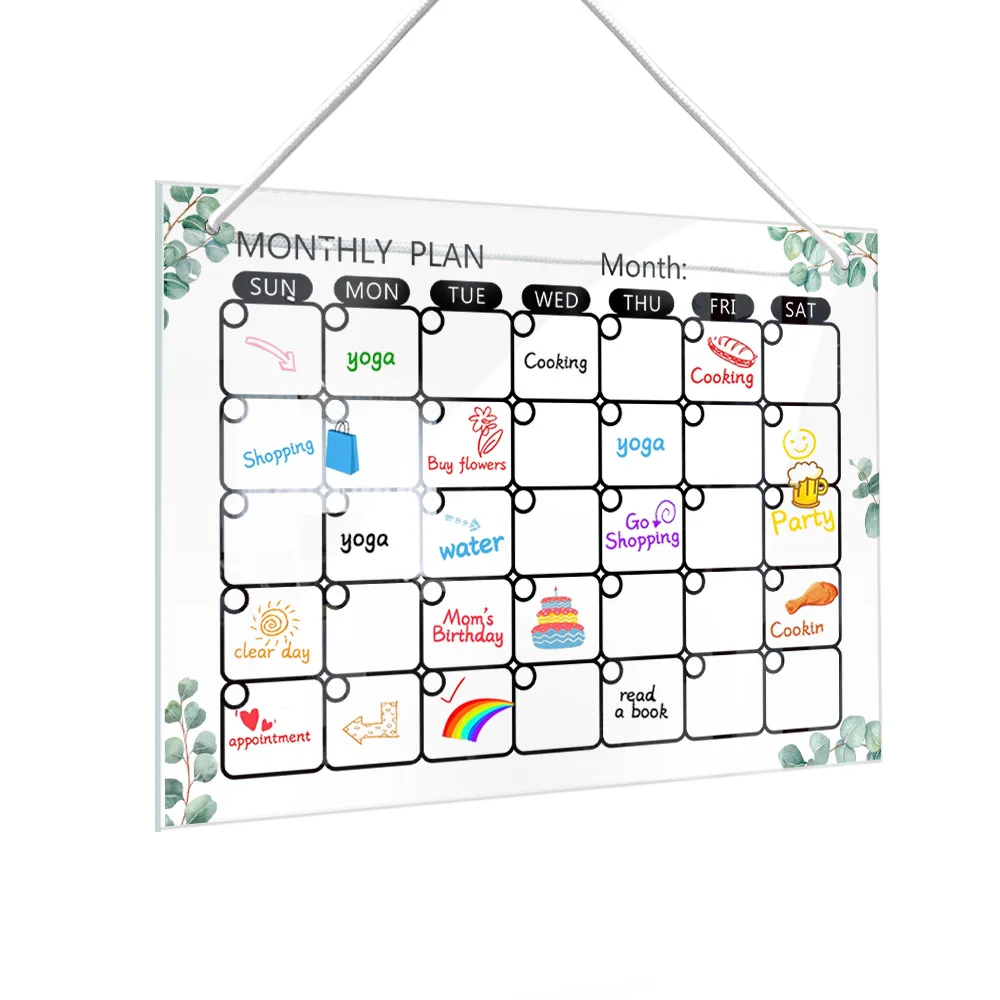 30x20cm Hanging Note Board. Wall Decoration, Calendar Week Planner Erasable Message Board Hanging Acrylic Decorative Panel