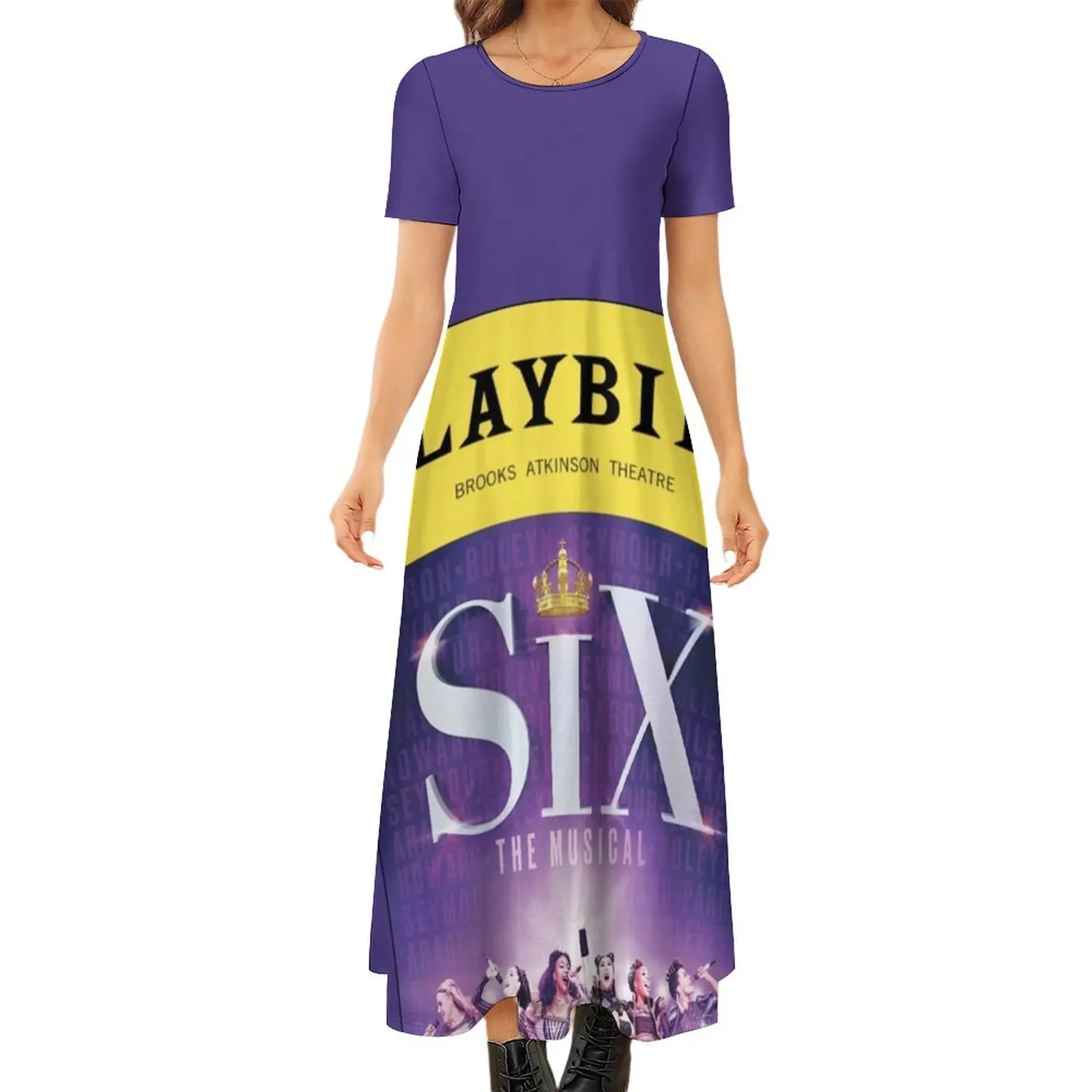 

Six The Musical (Divorced Beheaded Died Divorced Beheaded Survived) Round Neck Short Sleeve Dress Long veiled dresses