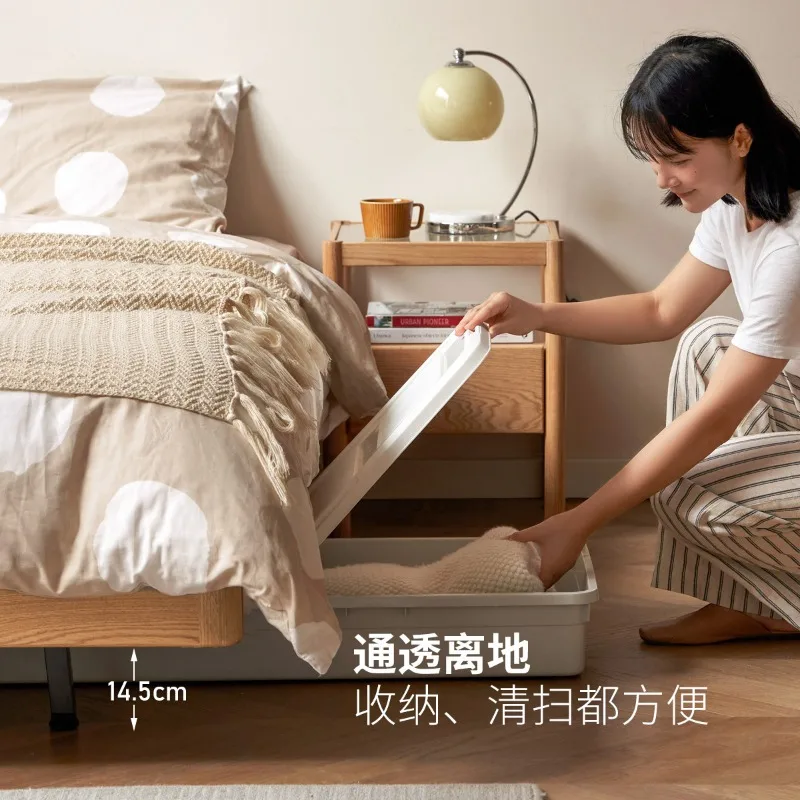 Letto in legno massello, rovere senza comodino tatami, camera da letto principale con sospensione laterale a filo, semplice piccolo appartamento doppio