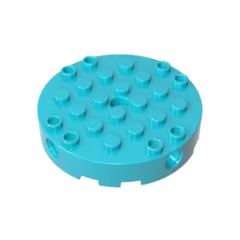 Gobricks GDS-90231 Brick, Round 6 x 6 with 4 Side Pin Holes and Center Hole compatible with lego 18897 Assembles Building Blocks