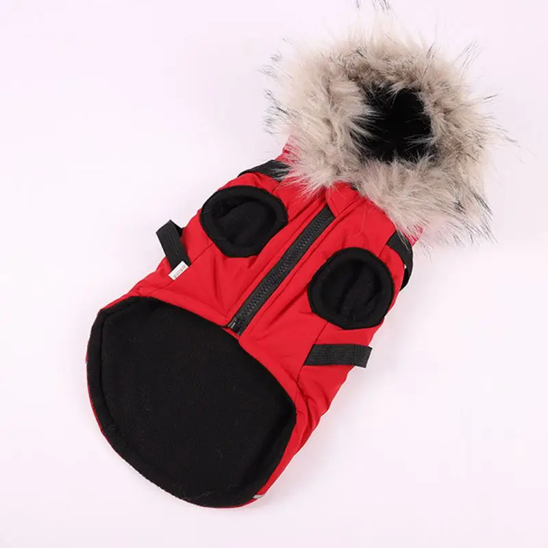 Pet Dog Hooded Jacket With Harness Winter Warm Dog Clothes Waterproof for Small Large Dog Coat Convenient Towing