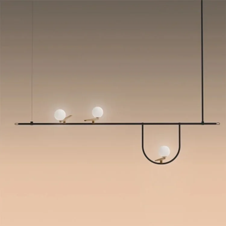 Nordic Time Amerikanischer minimalistischer Vogel-Kronleuchter, Schmiedeeisen, Restaurant, geometrischer Kronleuchter