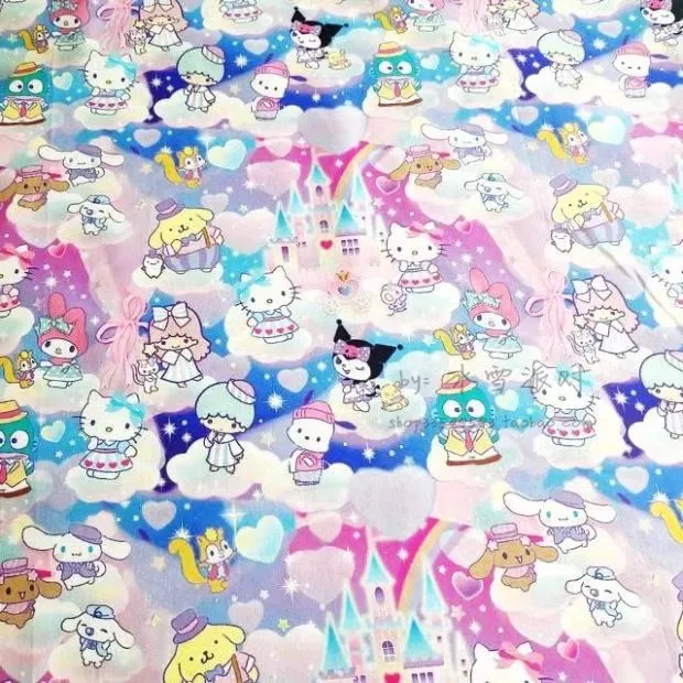 1Yard Sanrio Characters the Castle 100% Cotton Fabric for Girl Clothes Hometextile Cushion Cover Backpack Needlework DIY