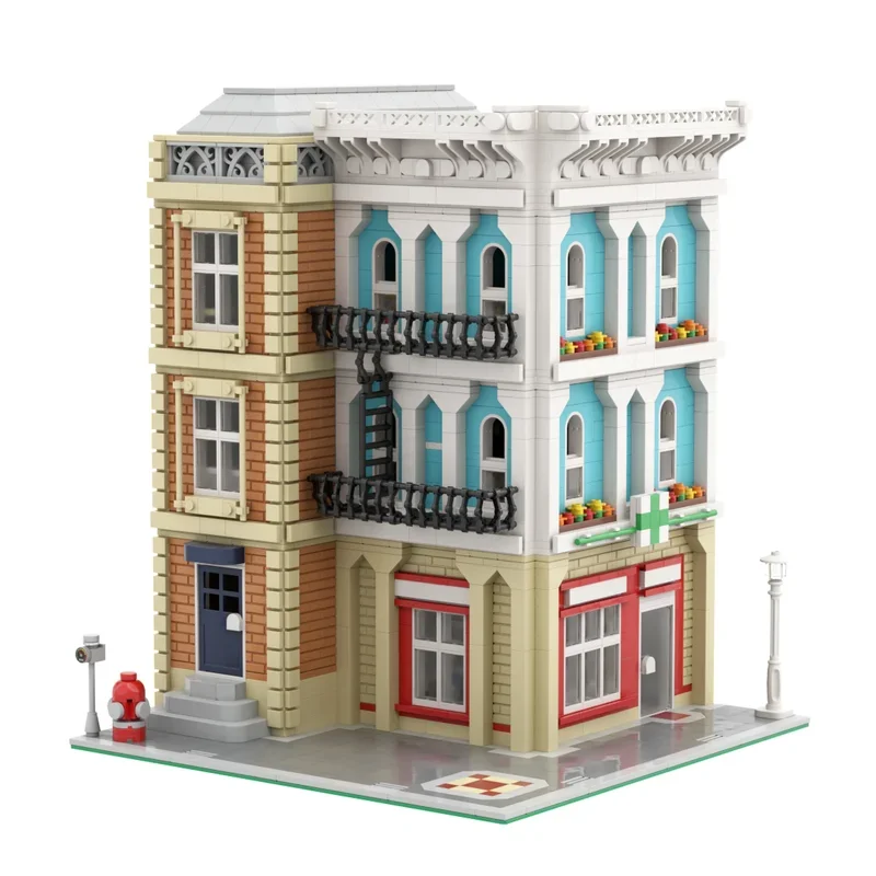 

3091Pcs Modular Pharmacy MOC City Modular Pharmacy Building Education Building Diy Blocks Birthday Toys Gift