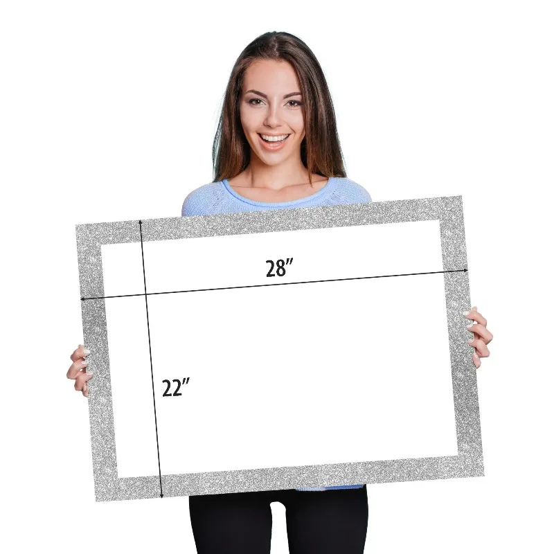 White Poster Board with Silver Glitter Frame, 22