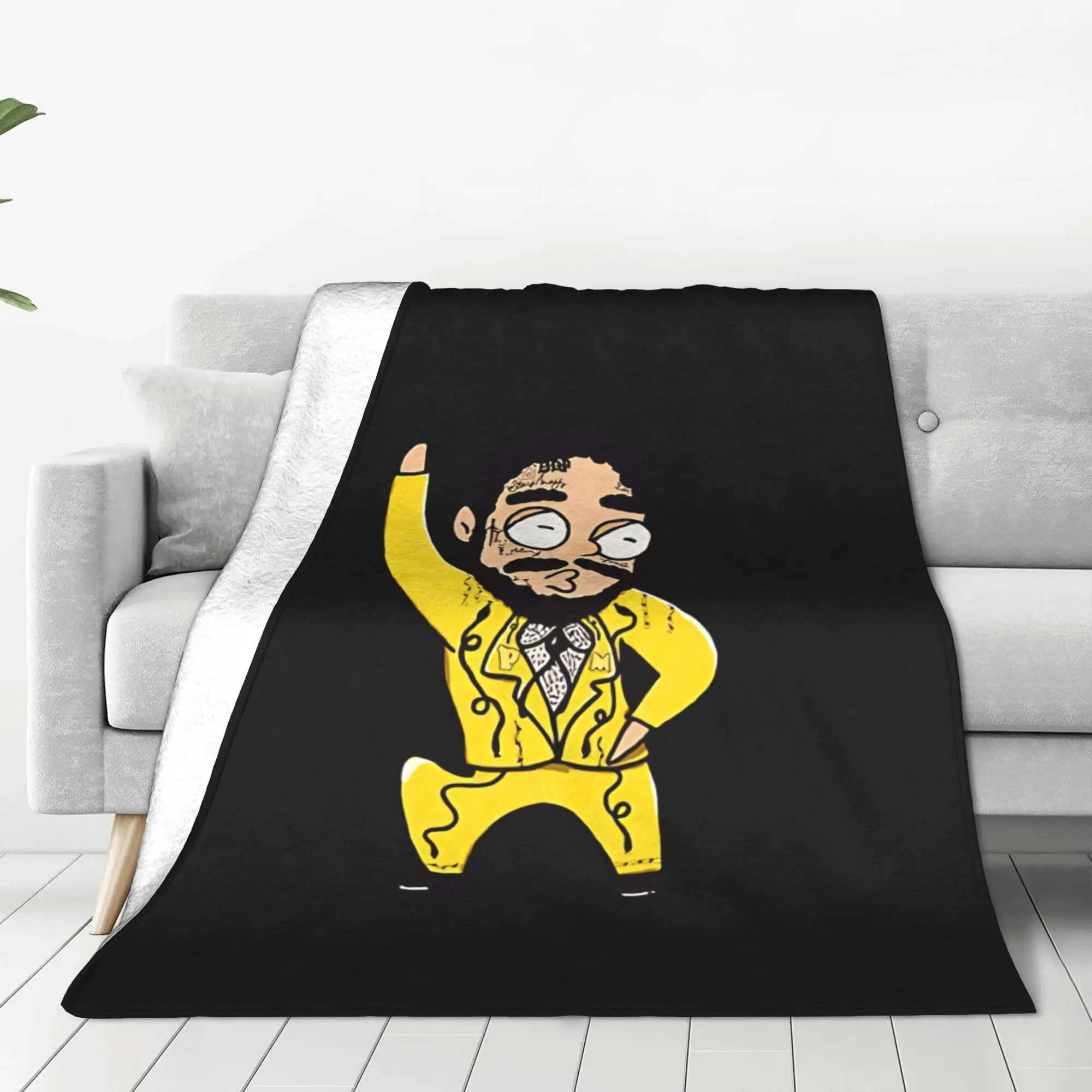 1PC Home Cutecore hip hop cartoon Post Malone Blanket Super Cosy Plush Home Living Room Sofa Halloween