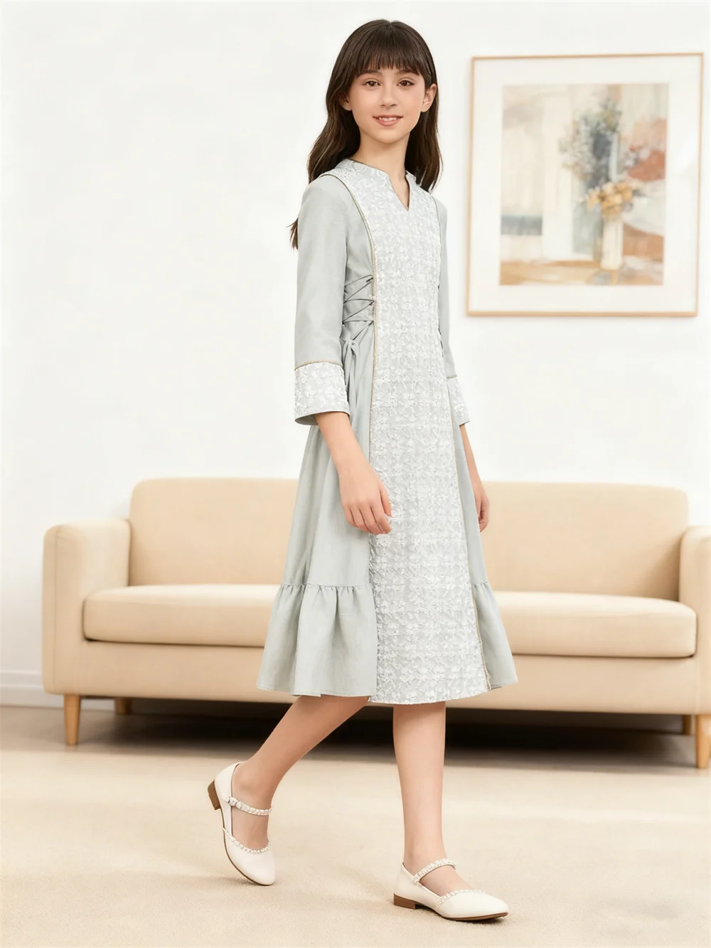 

Дубай Абая детское жаккардовое длинное платье для девочек Ид Джеллаба мусульманский халат кафтан арабский кафтан праздничное платье Джалабия Рамадан исламская одежда