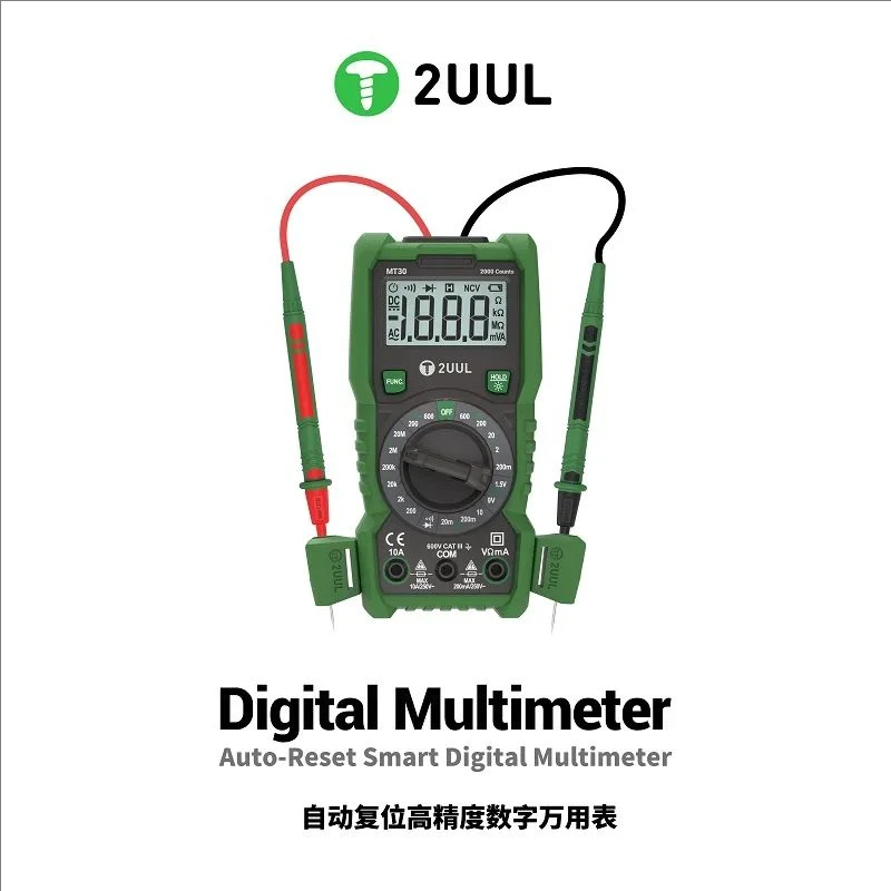 

2UUL MT30 Auto-Reset Smart Digital Multimeter Voltage Current Resistance Tester for Phone PCB Repair Tool