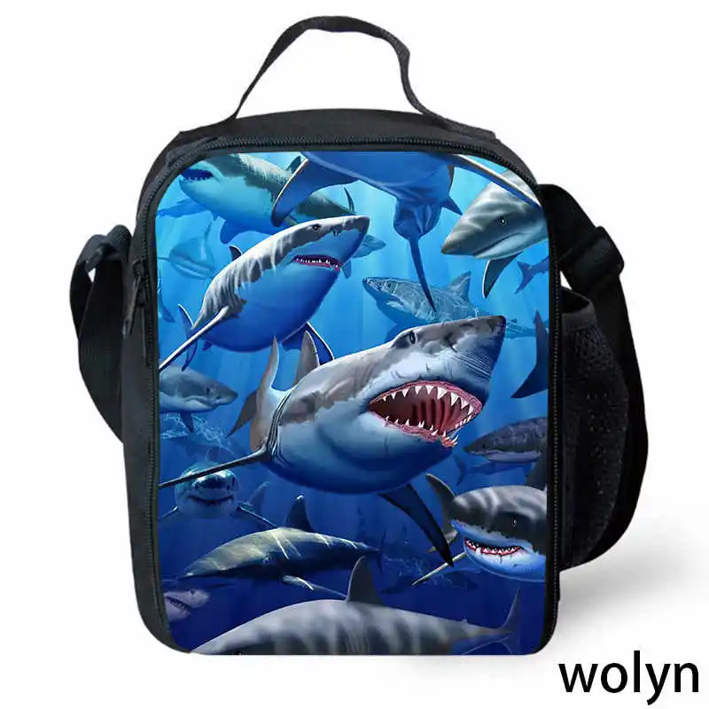 3D Shark Prints Lunch Bag for Child Light Weight Picnic Bags for Boys Girls ,Animal Prints School Cooler Bags Best Gift for Kid