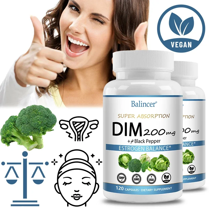 DIM Supplements - Menopause Capsules Relieve Hot Flashes and Night Sweats Improve Sleep and Maintain Physical and Mental Health