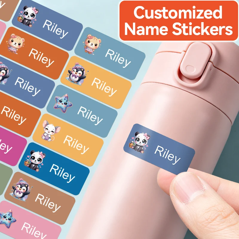 Etiquetas Personalizadas con Nombre - Etiquetas Impermeables para Artículos Escolares, Botellas de Agua de Vidrio y Tazas de Té |   Modernos y Resistentes