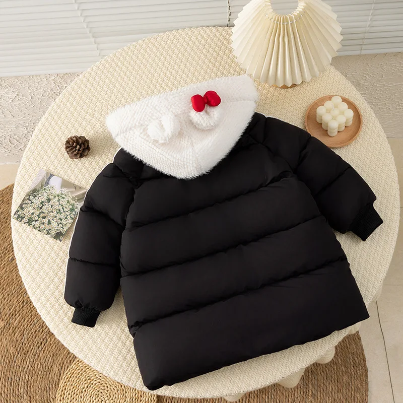 New Style Sanrio Girl Hello Kitty Medium Length Cotton Clothes Kuromi Child Thicken Coat Hello Kitty Kawaii Winter Cartoon Gift