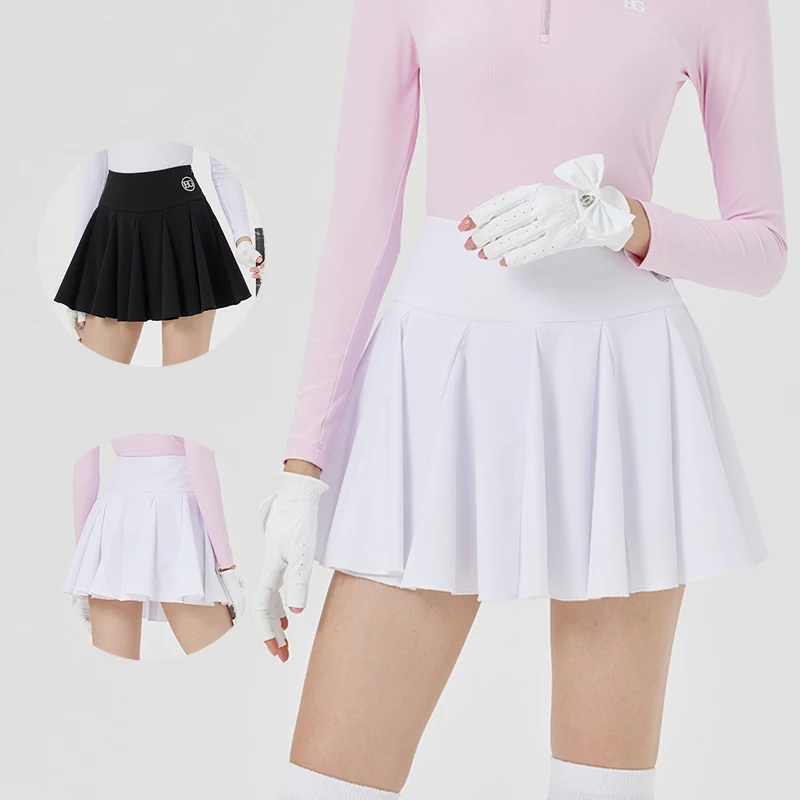 

Blktee Women A-lined Tutu Golf Skirt Lady High-waisted Leisure Skorts Girls Slim Pleated Golf Culottes Korean Solid Bottom S-XXL