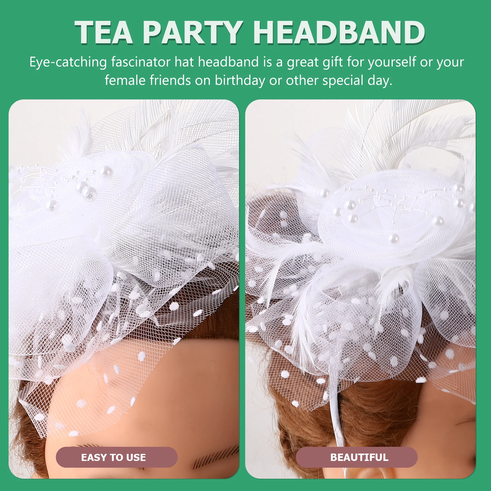

1 set 1 Set Fascinator Hats Women Veil Headband Elegant Tea Party Wedding Hat Hair Accessories Costume Party