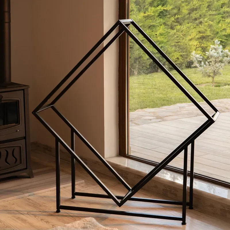 Lingzhu-shaped indoor fireplace firewood storage,stacking, moisture-proof placement, wrought iron decorative rack