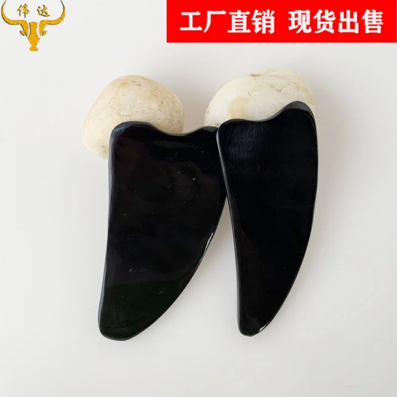 Ox Horn Gua Sha Scraping Massage Tool Black Buffalo Horn Triangle Buffalo Horn Scrapping Plate Scenic Spot Stall Horn Comb Facto